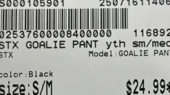 Used STX LAX Goalie Pant Y Black S/M