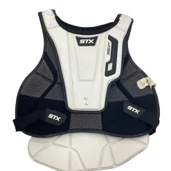 Used STX SHIELD 600 GOALIE CHEST PAD Lacrosse Shoulder Pads White LG