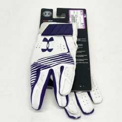 Used Under Armour CLEAN UP BB/SB Batting Gloves White And Purple MD