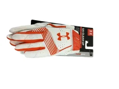Used Under Armour CLEAN UP BB/SB Batting Gloves Orange MD