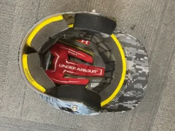 Used Under Armour DIGITAL CAMO Batting Helmet No Mask White And Navy Blue MD