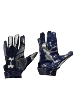 Used Under Armour F8 FOOTBALL GLOVE FB Gloves Navy Blue SM