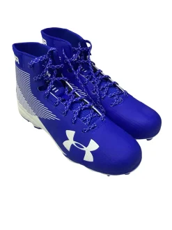 Used Under Armour HAMMER MC Adult FB Cleats Royal Blue And White Senior 13