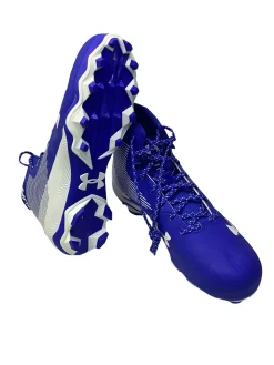 Used Under Armour HAMMER MC Adult FB Cleats Royal Blue And White Senior 13