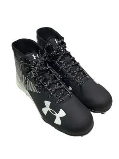 Used Under Armour HAMMER MC Adult FB Cleats Black And White Senior 12
