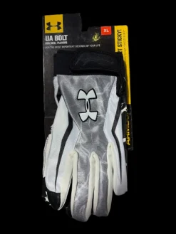 Used Under Armour UA BOLT WR GLOVES BLK/WHT XL FB Gloves Black And White XL