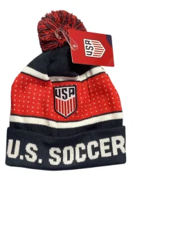 Used USA SOCCER BEANIE Soccer Top Adt White/Royal/Red Senior