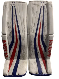 Used Vaughn SLR Goalie Leg Pads Senior White/Red/Blue