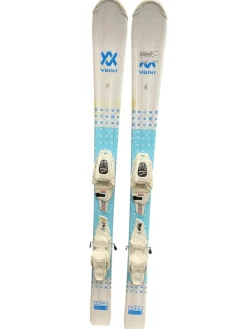 Used Volkl FLAIR JR 110CM Girls DH Ski/Binding White And Royal Blue 110 cm