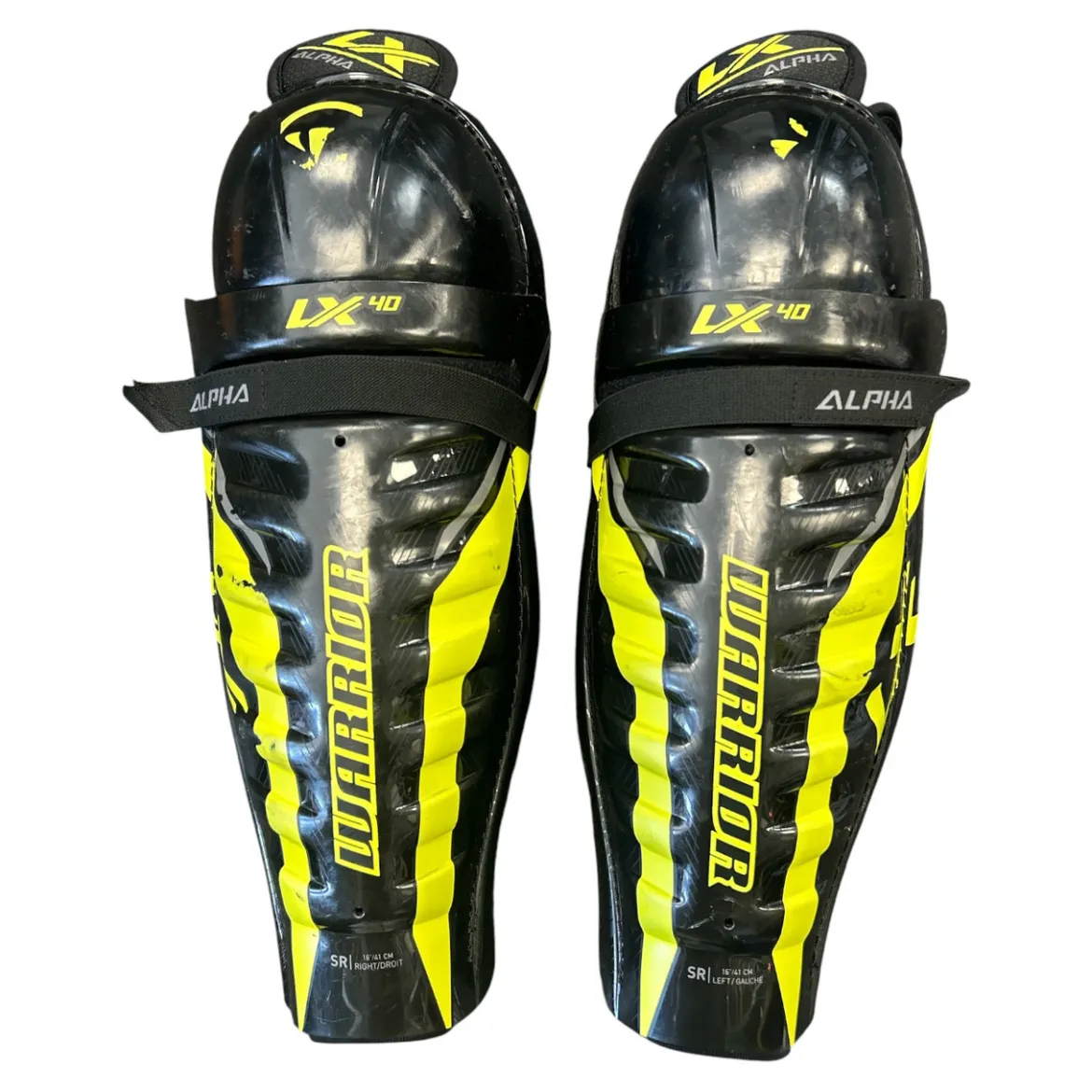 Used Warrior LX 40 Senior Shin Guards Black 16"