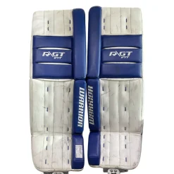Used Warrior RITUAL GT 32+1 Goalie Leg Pads Inter White And Royal Blue 32"