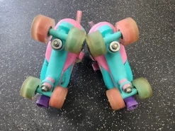 Used WHEELKIDS Child Roller Quad Skates Pink Adjustable