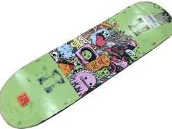 USED ZUMIEZ TRICKS KIDS MONSTERS Skateboard Deck Only Kelly green 7 3/4"